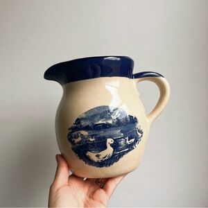 Vintage Ceramic Pitcher with Duck Scene